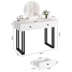 Coiffeuse avec miroir et lumières - 3 couleurs de lumières LED, grand espace de rangement, design moderne, matériaux de qualité et construction solide