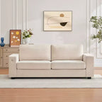 90 canapés modernes 2 places, canapés en chenille avec assise extra large et profonde, port de charge USB/Type-C et poche latérale, coussin de canapé de fermeté moyenne