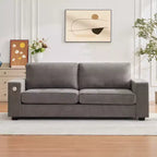 90 canapés modernes 2 places, canapés en chenille avec assise extra large et profonde, port de charge USB/Type-C et poche latérale, coussin de canapé de fermeté moyenne