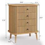 Commode à 4 tiroirs, Commode de chambre, Table de chevet, Rangement spacieux Commode bohème en osier avec poignées noir mat et pieds en bois