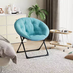 Fauteuil soucoupe, fauteuil rond en fausse fourrure, fauteuil pliant pour adultes, adolescents et enfants, fauteuil d'appoint confortable style lune/champignon/rond pour chambre à coucher