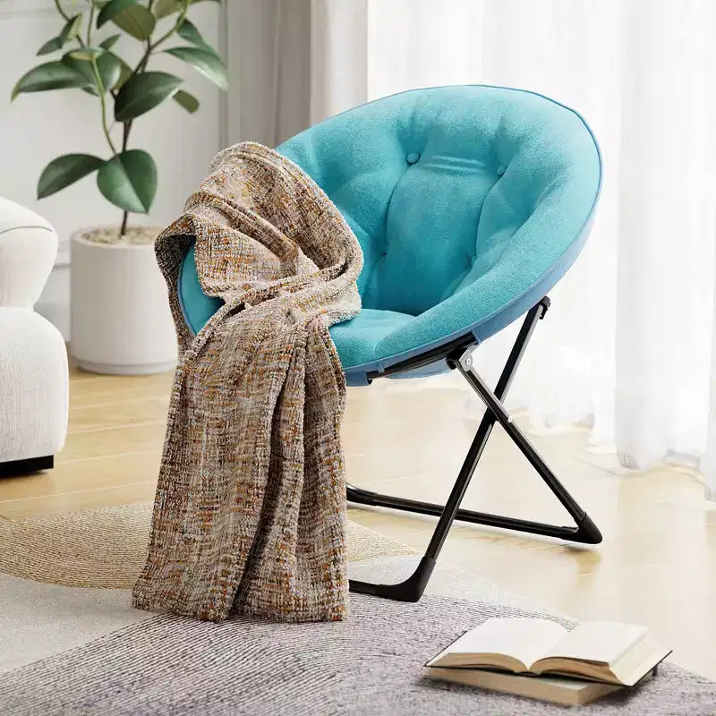 Fauteuil soucoupe, fauteuil rond en fausse fourrure, fauteuil pliant pour adultes, adolescents et enfants, fauteuil d'appoint confortable style lune/champignon/rond pour chambre à coucher