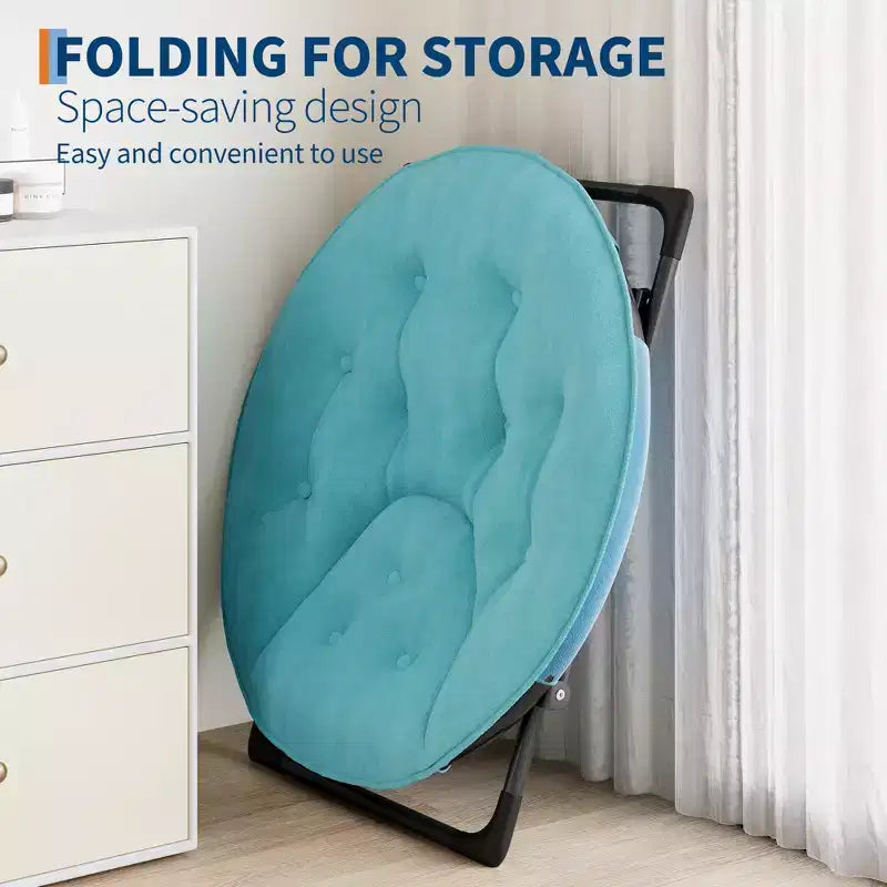 Fauteuil soucoupe, fauteuil rond en fausse fourrure, fauteuil pliant pour adultes, adolescents et enfants, fauteuil d'appoint confortable style lune/champignon/rond pour chambre à coucher