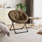 Fauteuil soucoupe, fauteuil rond en fausse fourrure, fauteuil pliant pour adultes, adolescents et enfants, fauteuil d'appoint confortable style lune/champignon/rond pour chambre à coucher