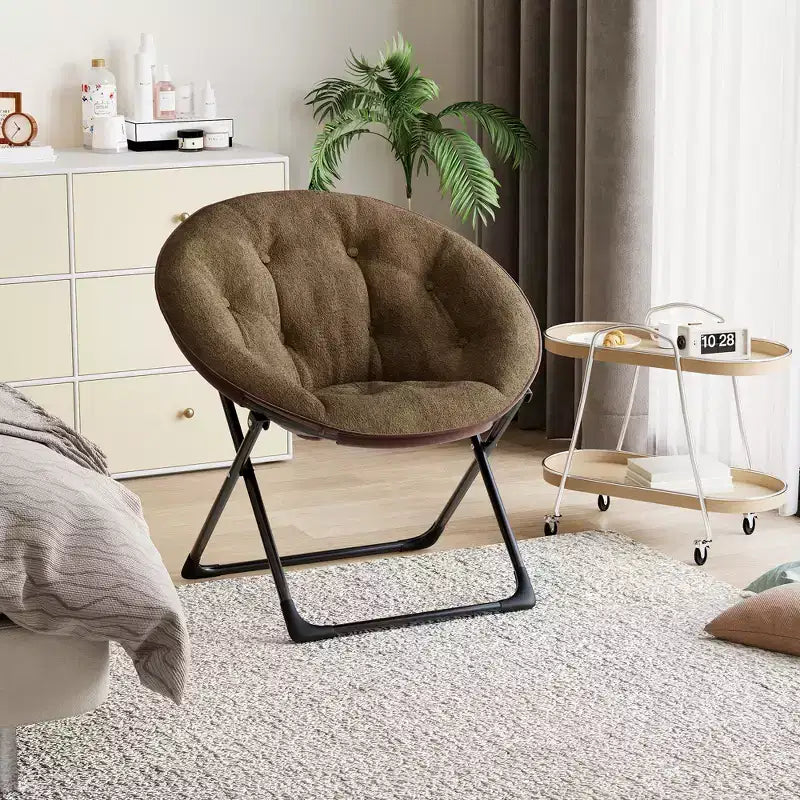 Fauteuil soucoupe, fauteuil rond en fausse fourrure, fauteuil pliant pour adultes, adolescents et enfants, fauteuil d'appoint confortable style lune/champignon/rond pour chambre à coucher