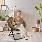 Fauteuil soucoupe, fauteuil rond en fausse fourrure, fauteuil pliant pour adultes, adolescents et enfants, fauteuil d'appoint confortable style lune/champignon/rond pour chambre à coucher