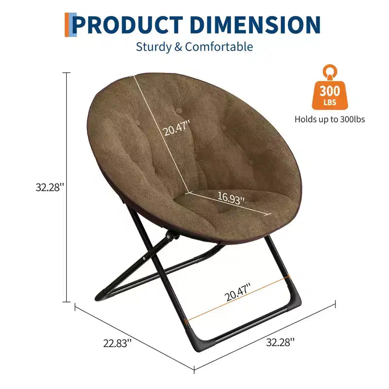 Fauteuil soucoupe, fauteuil rond en fausse fourrure, fauteuil pliant pour adultes, adolescents et enfants, fauteuil d'appoint confortable style lune/champignon/rond pour chambre à coucher