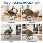 Fauteuil soucoupe, fauteuil rond en fausse fourrure, fauteuil pliant pour adultes, adolescents et enfants, fauteuil d'appoint confortable style lune/champignon/rond pour chambre à coucher