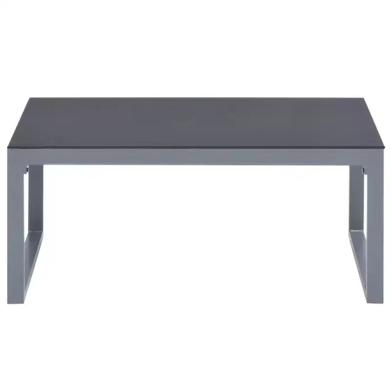Table basse Aluminium thermolaqué argent et verre Taille moyenne