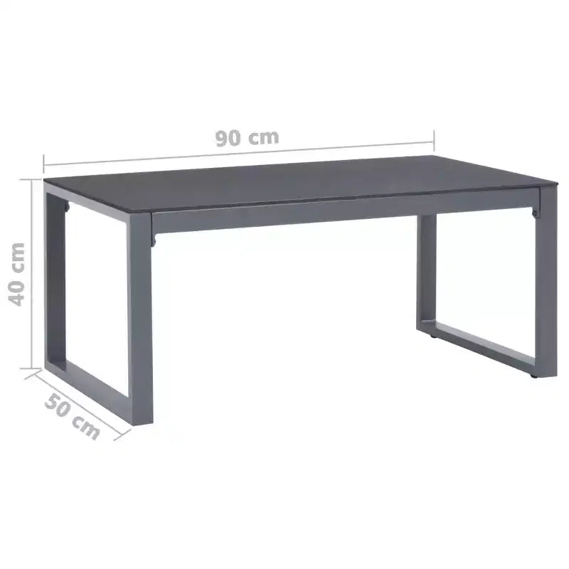 Table basse Aluminium thermolaqué argent et verre Taille moyenne