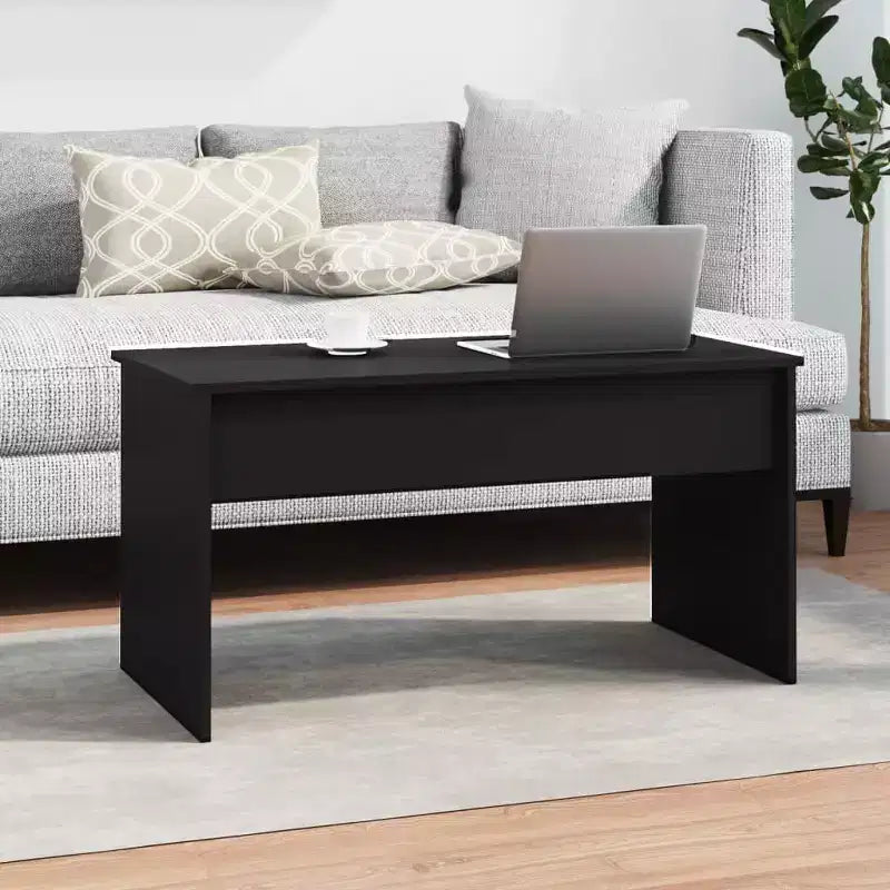 Table basse Bois d'ingénierie noir Moyen Accoudoirs réglables
