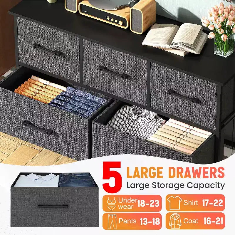 Commode à tiroirs en tissu BestMassage 5/8/9 avec plateau en bois, organiseur de rangement polyvalent avec cadre en acier
