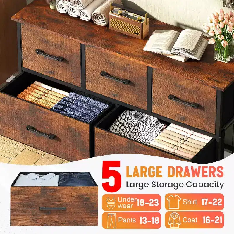 Commode à tiroirs en tissu BestMassage 5/8/9 avec plateau en bois, organiseur de rangement polyvalent avec cadre en acier