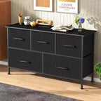 Commode à tiroirs en tissu BestMassage 5/8/9 avec plateau en bois, organiseur de rangement polyvalent avec cadre en acier