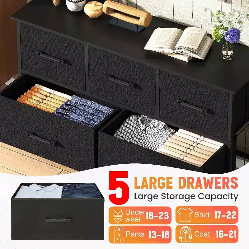 Commode à tiroirs en tissu BestMassage 5/8/9 avec plateau en bois, organiseur de rangement polyvalent avec cadre en acier