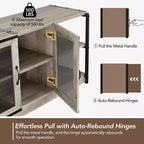 Meuble TV industriel style ferme avec 2 portes grillagées, centre de divertissement pour TV de 73 à 80 pouces, meuble console média robuste avec étagères réglables, armoire de rangement