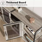 Meuble TV industriel style ferme avec 2 portes grillagées, centre de divertissement pour TV de 73 à 80 pouces, meuble console média robuste avec étagères réglables, armoire de rangement
