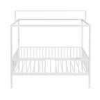 Lit de sol Montessori convertible 3-en-1 Polibi en métal avec barrières de sécurité et cadre à baldaquin