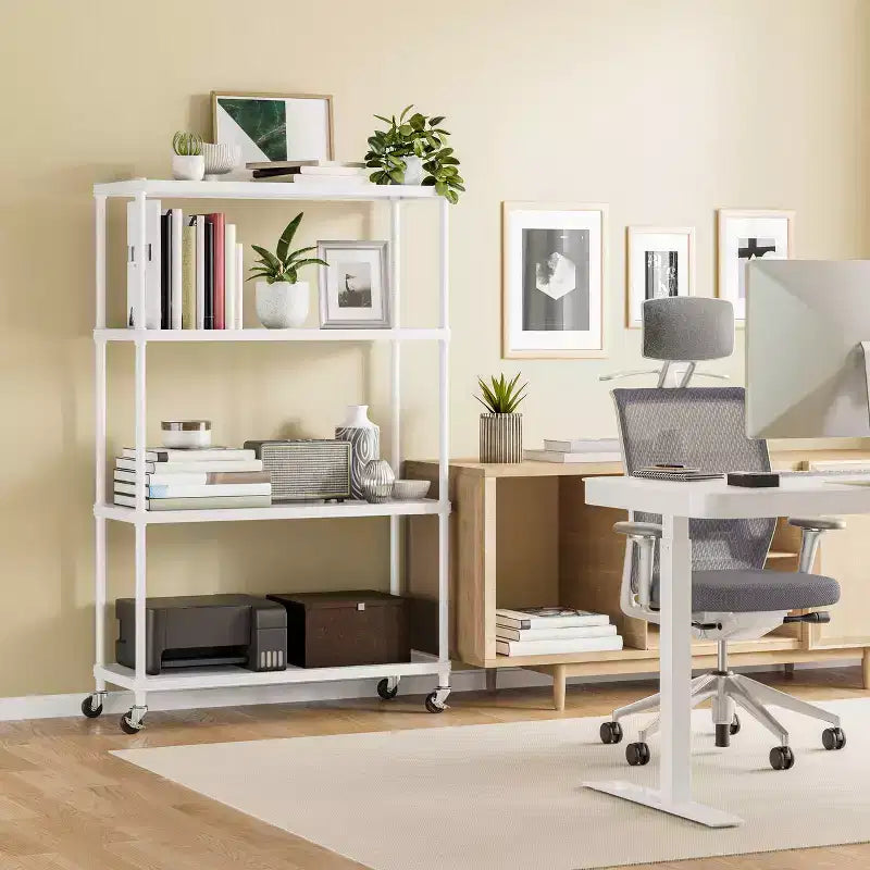 Seville Classics HOME Étagère à 4 niveaux en acier avec doublures d'étagère, 91,4 cm L x 35,6 cm P x 143,5 cm H