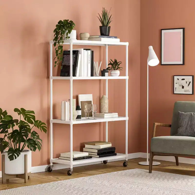 Seville Classics HOME Étagère à 4 niveaux en acier avec doublures d'étagère, 91,4 cm L x 35,6 cm P x 143,5 cm H
