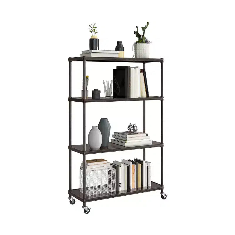 Seville Classics HOME Étagère à 4 niveaux en acier avec doublures d'étagère, 91,4 cm L x 35,6 cm P x 143,5 cm H