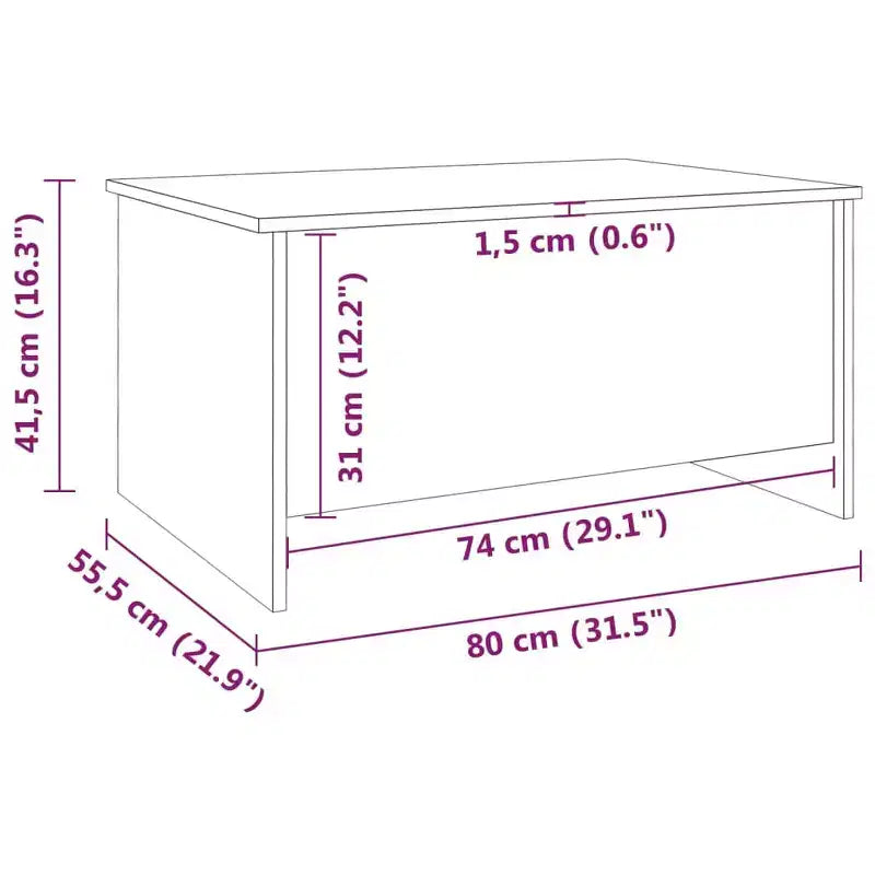 Table basse chêne fumé, bois d'ingénierie 80 x 55,5 x 41,5 cm