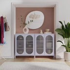 GDFStudio Dalton Armoire d'appoint moderne en métal et verre à 2 portes