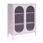 GDFStudio Dalton Armoire d'appoint moderne en métal et verre à 2 portes