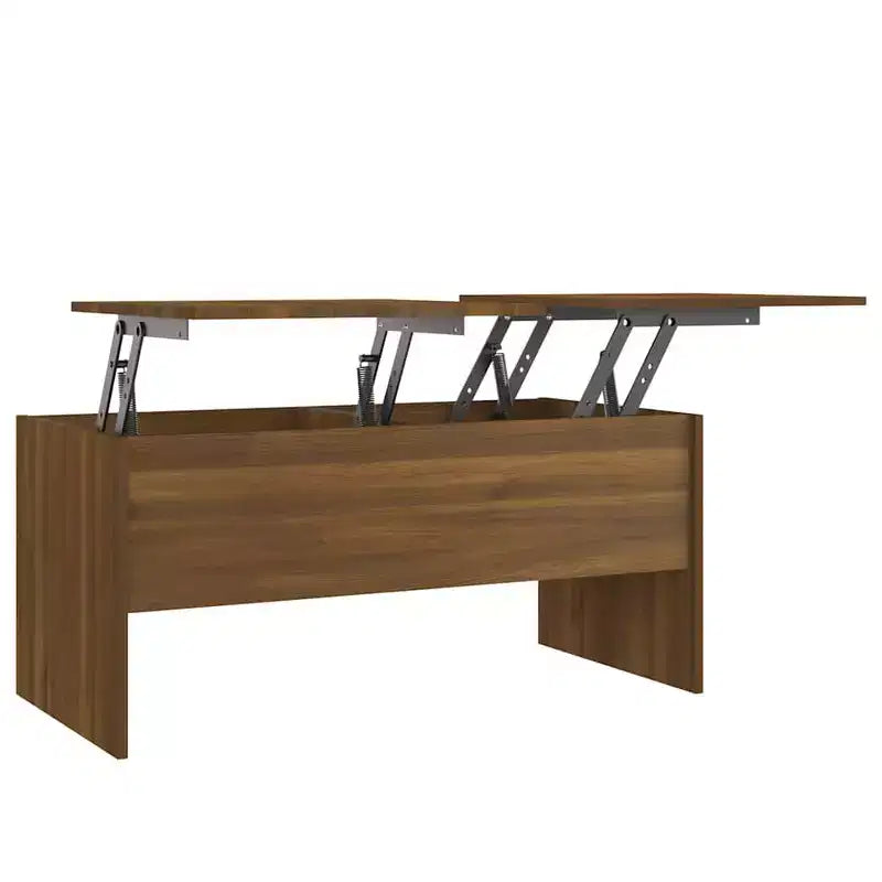 Table basse en bois d'ingénierie chêne brun, compartiments cachés, moyenne