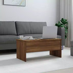 Table basse en bois d'ingénierie chêne brun, compartiments cachés, moyenne