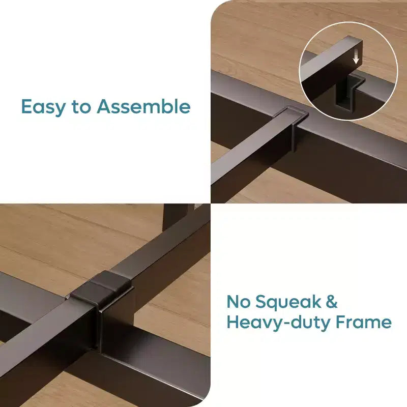 Lit double Bestier avec LED, cadre de lit plateforme en métal avec tête de lit de rangement et station de charge, sommier avec cadre robuste, Noyer