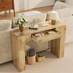 Console longue avec tiroir, table de canapé rectangulaire en bois derrière le canapé, tables de couloir d'entrée de ferme pour l'entrée, salon