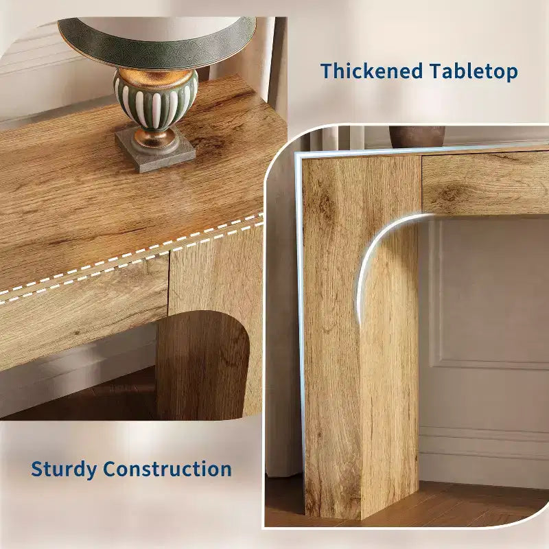 Console longue avec tiroir, table de canapé rectangulaire en bois derrière le canapé, tables de couloir d'entrée de ferme pour l'entrée, salon