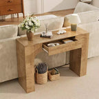 Console longue avec tiroir, table de canapé rectangulaire en bois derrière le canapé, tables de couloir d'entrée de ferme pour l'entrée, salon