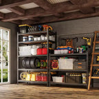 Étagères de Rangement 5 Niveaux, Étagère de Garage Robuste et Réglable en Métal, Étagères de Garage pour Sous-sol, Cuisine, Noir