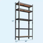 Étagères de Rangement 5 Niveaux, Étagère de Garage Robuste et Réglable en Métal, Étagères de Garage pour Sous-sol, Cuisine, Noir