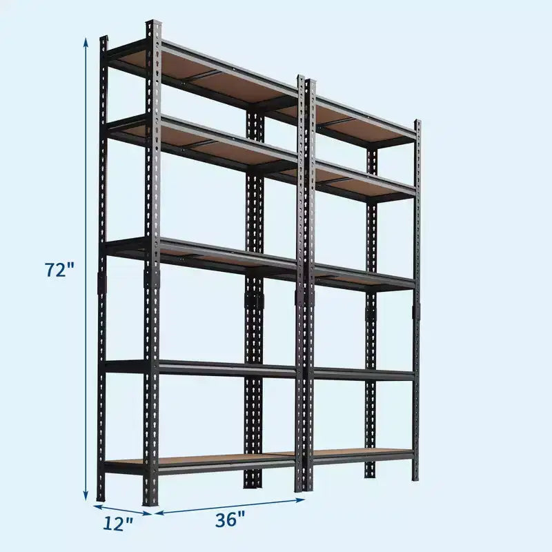 Étagères de Rangement 5 Niveaux, Étagère de Garage Robuste et Réglable en Métal, Étagères de Garage pour Sous-sol, Cuisine, Noir