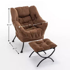 Fauteuil de salon inclinable moderne Okak avec pouf repose-pieds, fauteuil de loisirs confortable pour salons, zones de détente