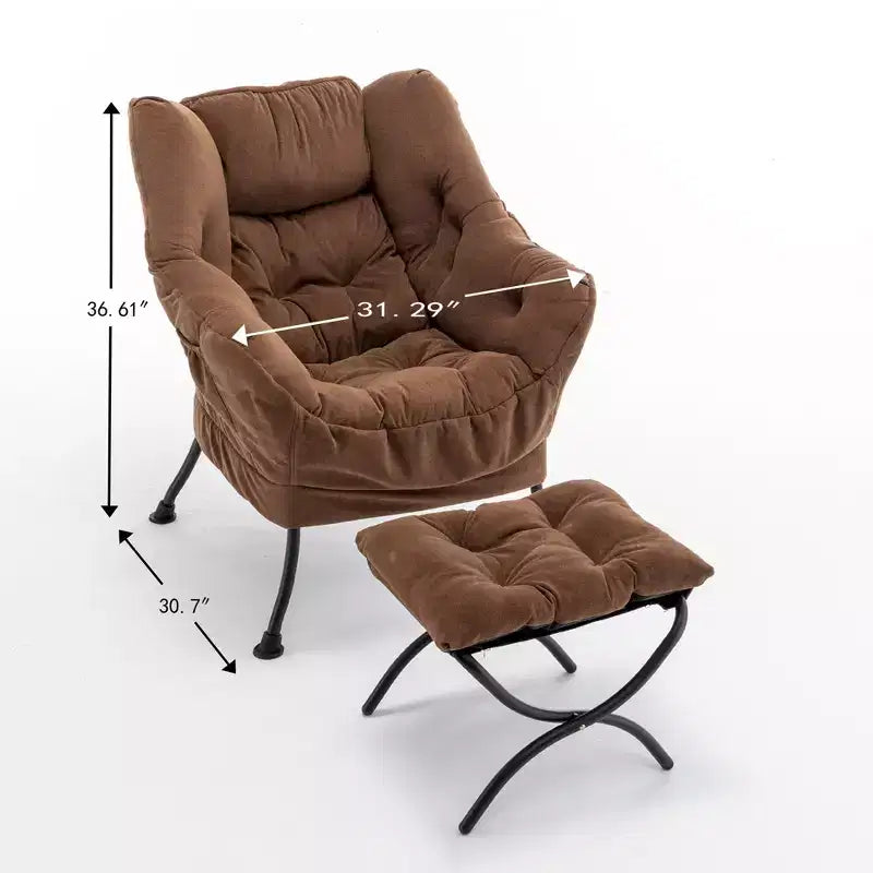 Fauteuil de salon inclinable moderne Okak avec pouf repose-pieds, fauteuil de loisirs confortable pour salons, zones de détente