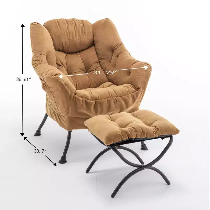 Fauteuil de salon inclinable moderne Okak avec pouf repose-pieds, fauteuil de loisirs confortable pour salons, zones de détente
