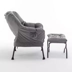 Fauteuil de salon inclinable moderne Okak avec pouf repose-pieds, fauteuil de loisirs confortable pour salons, zones de détente