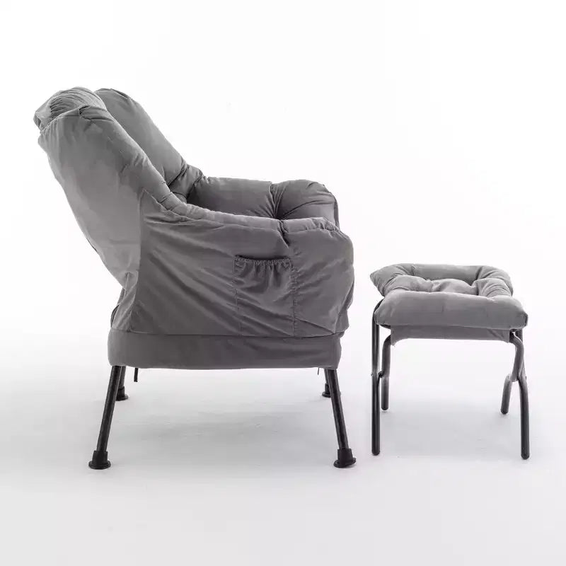 Fauteuil de salon inclinable moderne Okak avec pouf repose-pieds, fauteuil de loisirs confortable pour salons, zones de détente
