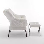 Fauteuil de salon inclinable moderne Okak avec pouf repose-pieds, fauteuil de loisirs confortable pour salons, zones de détente
