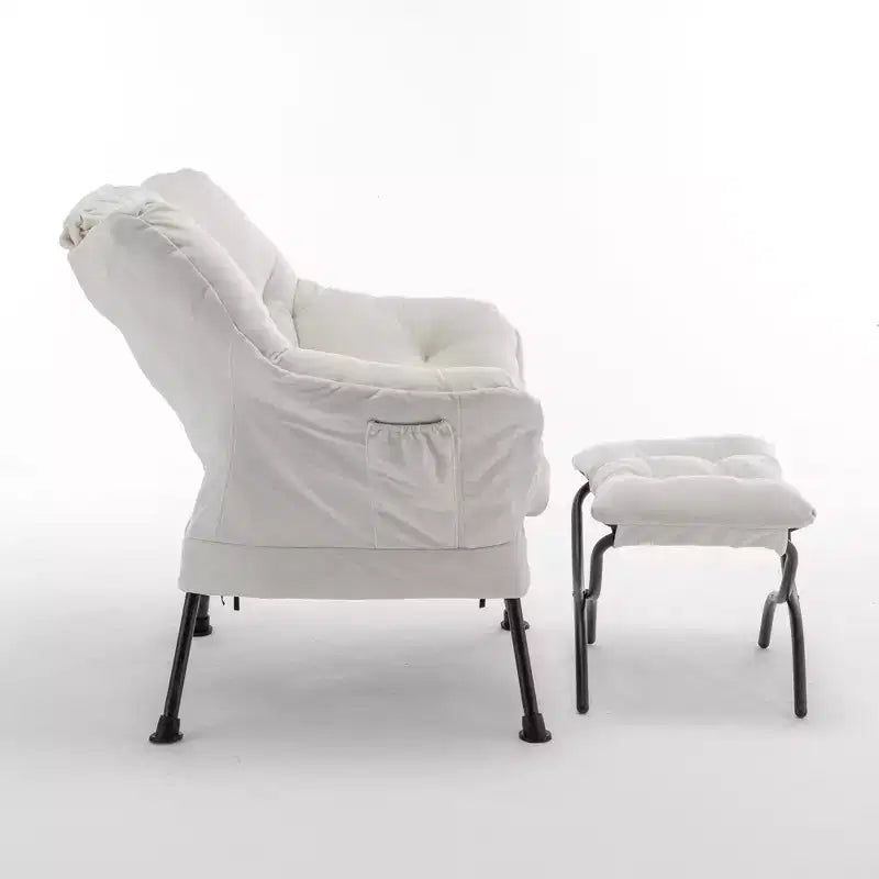 Fauteuil de salon inclinable moderne Okak avec pouf repose-pieds, fauteuil de loisirs confortable pour salons, zones de détente