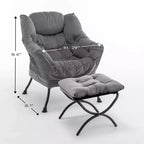 Fauteuil de salon inclinable moderne Okak avec pouf repose-pieds, fauteuil de loisirs confortable pour salons, zones de détente