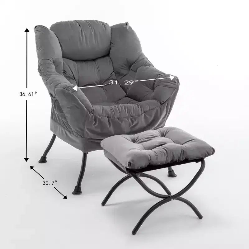Fauteuil de salon inclinable moderne Okak avec pouf repose-pieds, fauteuil de loisirs confortable pour salons, zones de détente