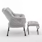 Fauteuil de salon inclinable moderne Okak avec pouf repose-pieds, fauteuil de loisirs confortable pour salons, zones de détente