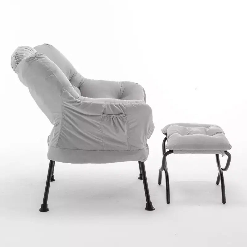 Fauteuil de salon inclinable moderne Okak avec pouf repose-pieds, fauteuil de loisirs confortable pour salons, zones de détente