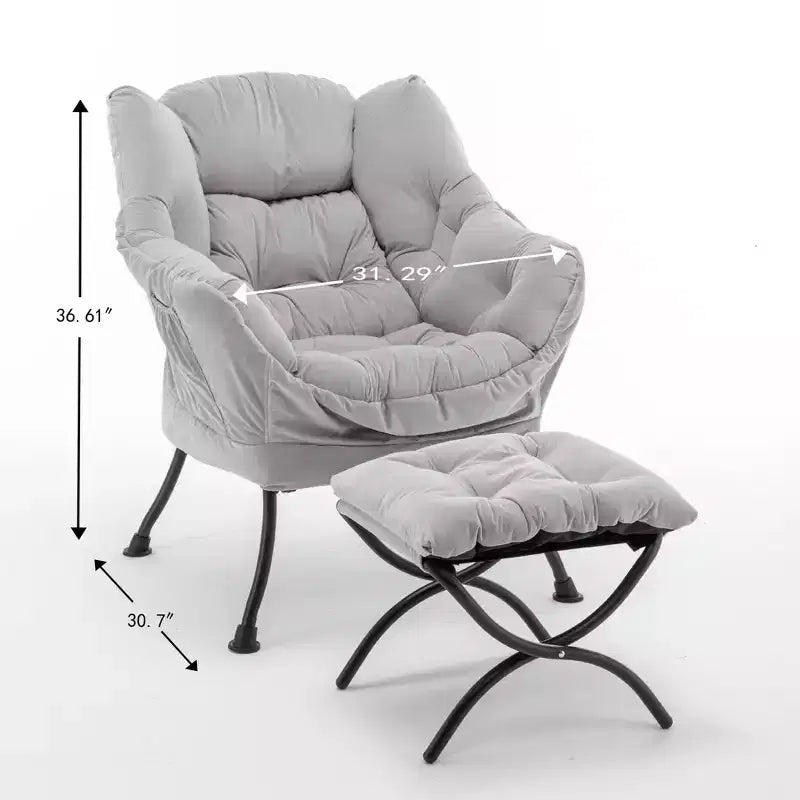 Fauteuil de salon inclinable moderne Okak avec pouf repose-pieds, fauteuil de loisirs confortable pour salons, zones de détente