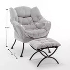 Fauteuil de salon inclinable moderne Okak avec pouf repose-pieds, fauteuil de loisirs confortable pour salons, zones de détente